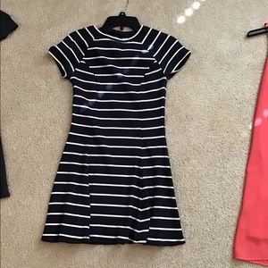 Navy and white striped dress